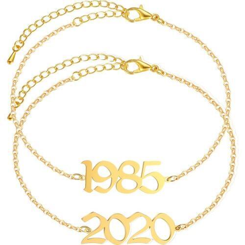 Cxwind Charm Year Number Pendants Necklaces for Women Man Born Year Birthday Charm Choker Chain Necklace Gift from 1985 to 2020