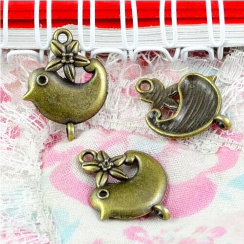 60pcs 22.4*17.5MM Antique Bronze Plated Bird Charms Pendants for Jewelry Making Findings DIY Handmade Craft