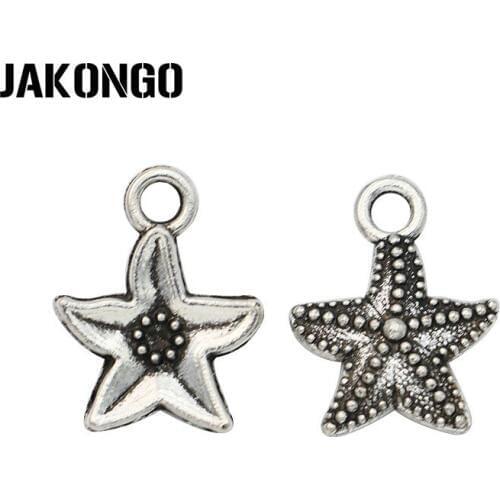 20pcs Antique Silver Plated Starfish Charms Pendants for Jewelry Making DIY Handmade Craft 16x12mm