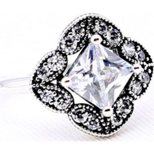 Hot Sale High Quality Punk Style 100% 925 Real Silver Rhombus Party Ring silver 925 jewelry girl Birthday Gift