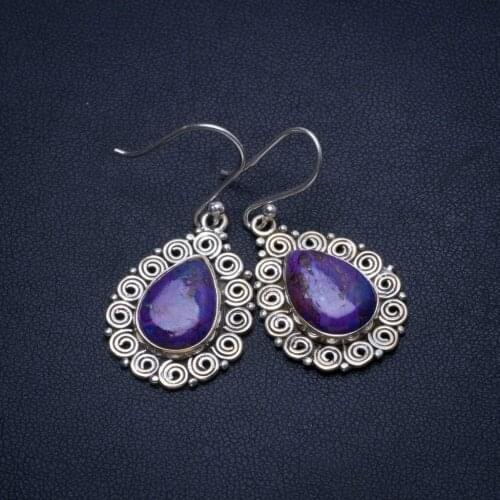 Natural Variscite Handmade Boho 925 Sterling Silver Earrings 1 1/2" T4114