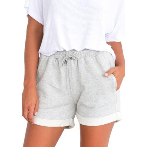 Women Solid Color Drawstring Running Shorts Casual Female Loose Fit Midi Waist Cuff Short Pants for Summer Female Sportswear