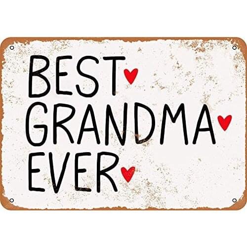 SRongmao 8 x 12 Metal Sign Vintage Look Best Grandma Ever