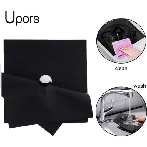 UPORS 4Pcs/Set Gas Stove Protection Pad Antifouling and Oil Proof Cleaning Pad Square Washable High Temperature Pad
