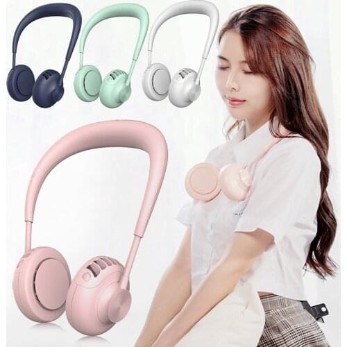 Hanging Neck Dual Fan 3 Speed Adjustable Outdoor Home Office Sports Mini Portable Fan Air Conditioning Appliances