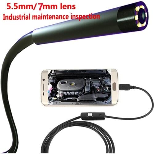 Endoscope 720P 8mm 5.5mm Lens Snake Semi Rigid Cable 6 LED Light Waterproof USB Camera For Android Phone Windows PC Endoscope