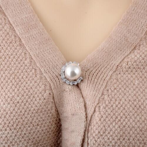 Geometric Brooch C Shape Zircon Pin Sweater Coat Cardigan Brooches for Women Girl Anti-glare Clothing Accessories Jewelry Gift