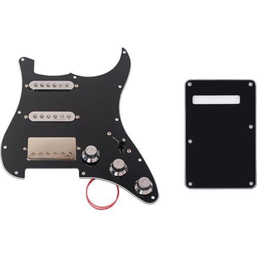 1 Set SSH Loaded Alnico 5 Humbucker Pickup Pickguard + Back Plate 5-way switch line for Electric Guitar DIY Parts Black