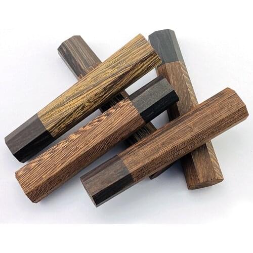1piece Japanese Style Octagonal Handle for Kitchen Knife Handle,Wenge Wood + Ebony Wood Knife Handle, Fish Raw Knife Handle