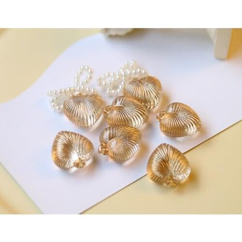 10Pcs 19*21MM 3D Acrylic Gold Love Heart Charms For DIY Making Earrings Necklace Bracelet Jewelry Accessories