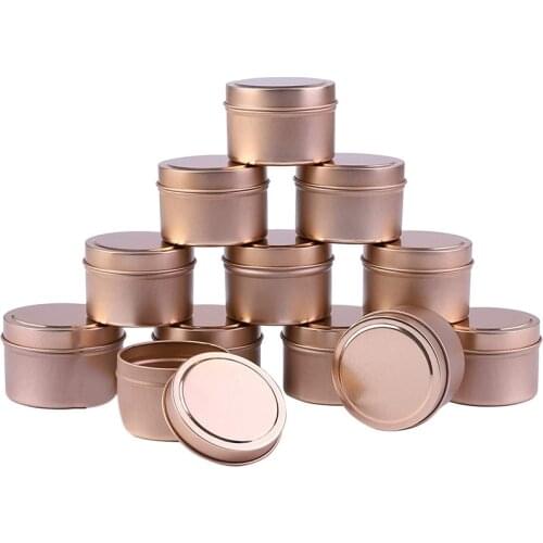 12 Pieces Candle Tin Candle Containers 4 Ounces Candle Jars for Candle Making Arts Crafts, Storage, and More (Rose Gold)