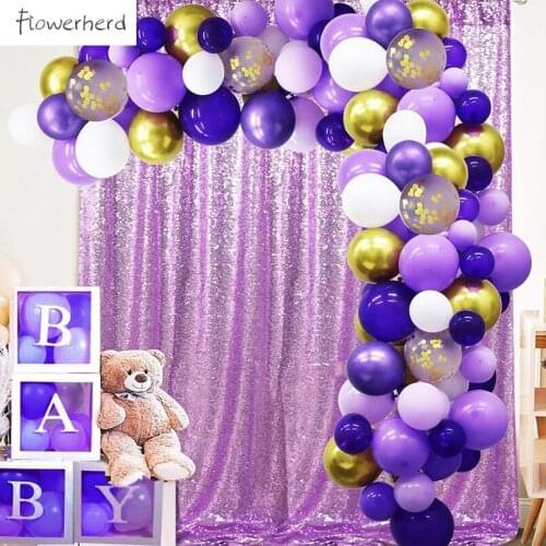 135 Pieces Purple Gold Balloon Arch Garland Kit Confetti Balloons for Weeding Birthday Baby Shower Graduation Party Decorations