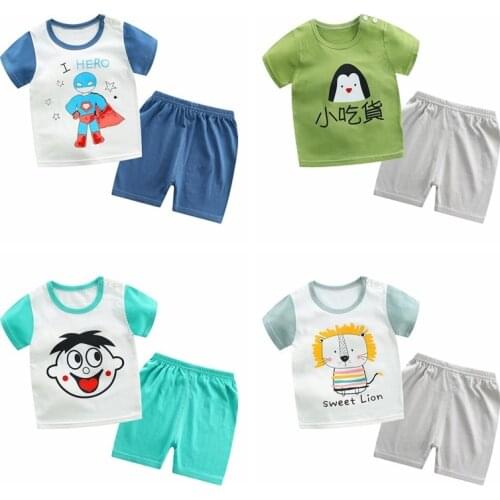 Cartoon Printed Kids Clothes 2 Piece Set Clothing Baby Girls T-shirt + Shorts Clothing Sets Boys Tracksuit Children Baby Clothes