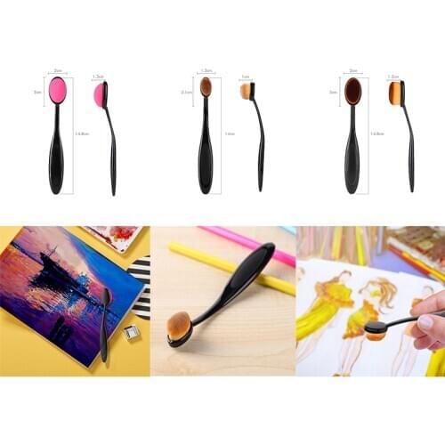 3 Different Blending Brushes Drawing Painting Ergonomic handles for Card Stock Plastics Stencil Color Water-based Craft Ink DIY