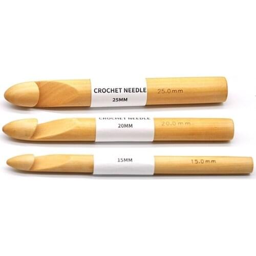 3PCS/SET Large Crochet Hooks Bamboo Needles Chunky 15 20 25mm Yarn Knitting Hook