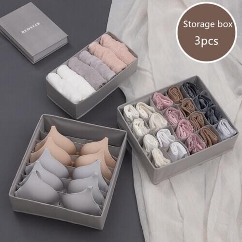 3pcs/Set Underwear Bra Organizer Storage Box 3 Colors Drawer Closet Organizers Boxes For Underwear Scarfs Socks Bra Multi Size