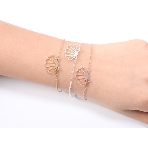 30PCS Geometric Origami Sea Clam Shell Bracelet Nautical Mermaid Conch Seashell Chain Bracelets Bangles for Ocean Beach Party