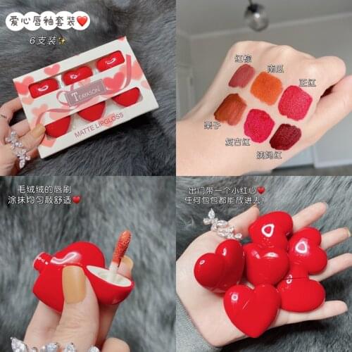 6PCS/SET Liquid Matte Lipstick Moisturizer Matte Glazed Lip Gloss Long Lasting Lip Stick Velvet Lip Tint Lip Makeup Lip Tube