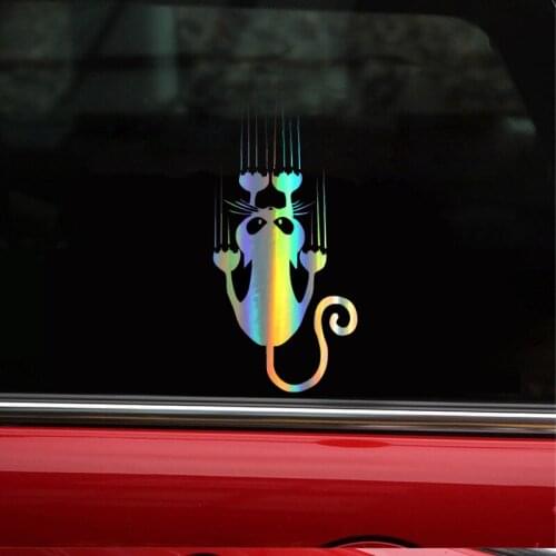 Wavehands 7.5*15cm Car Sticker Vinyl Cat Pattern Animal Funny Sticker Decal Bumper Reflective Laser Car Styling 3D Sticker
