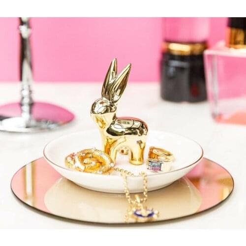 Bunny White Gold Color Jewelry Hanger Organizer Jewelry Display Earrings Necklace Model Storage Tray Decorative Ornaments Craft