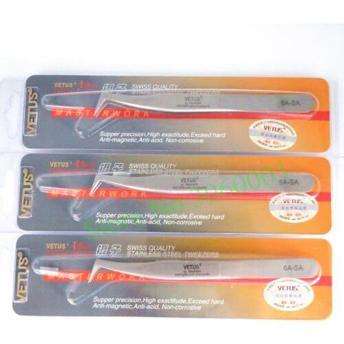 Free Shipping 5pcs/lot VETUS 6A-SA Especially for 3D 6D Volume Eyelash Extension Tweezers Eyelash Tweezers