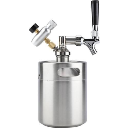 2L Stainless Steel Keg with Faucet Pressurized Brewing Craft Beer Dispenser System for fermenting storing dispensing craft beer