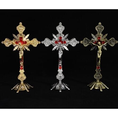 Church Relics Figurines Crucifix Jesus Christ On The Stand Cross Wall Crucifix Antique Home Chapel Decoration Wall Crosses