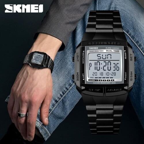 Mens Watch Brand SKMEI Watches Waterproof Stainless Steel Digital Mens Wristwatch Chronograph Countdown Sport Bracelet For Man