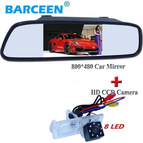 For Renault Fluence/Dacia Duster/Megane 3/for Nissan Terrano placement sunvisor 4.3" car mirror +car rearview camera 8 led