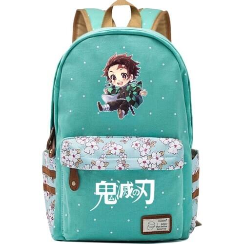 New Kawaii Anime Demon Slayer Prints Boys Girl Kids Book Bags Women Flower Laptop Travel Backpack Canvas Men Bagpack Schoolbag