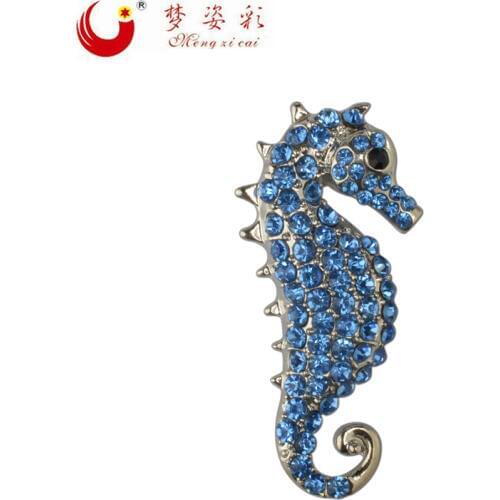 2019 Small Vintage Cute Hijab Sea Horse Brooch Cheap Strass Crystal Broches Mujer Broach Accessories X1394