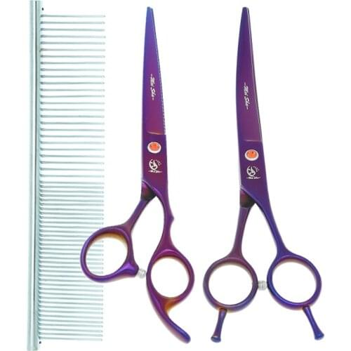 Meisha 7 inch Japanese Steel Pet Scissors Animal Grooming Shears Straight Thinning Curved Shears Dog Cat Trimming Tools B0022A