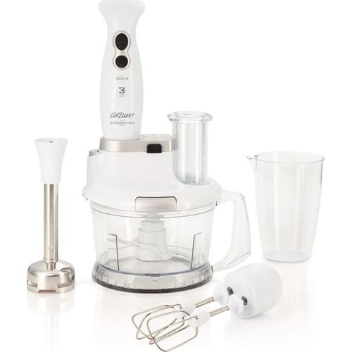 Multi Blender Set Arzum AR1004 Sopran Max 1000W 5 Function Chop Grate Slice Beat Bend Stainless Steel Blades