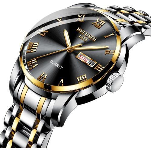 Mens Watches Top Brand Luxury Fashion Business Man Watch Erkek Kol Saati Date Week Display Luminous Waterproof Quartz Wristwatch