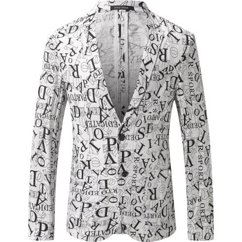 2021 Men 's Casual Linen Suit Jacket Brand High Quality Masculino Blazers Fashion White Slim Fit Print Blazer
