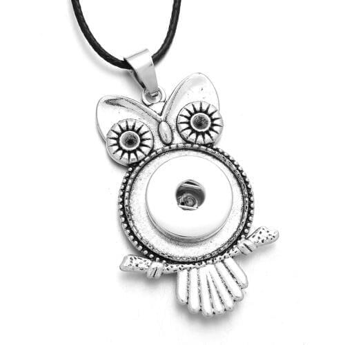 Newest Owl Necklaces Metal Snap Button Necklace Fit 18mm Snap Buttons Pendant Necklaces Women Snap Jewelry