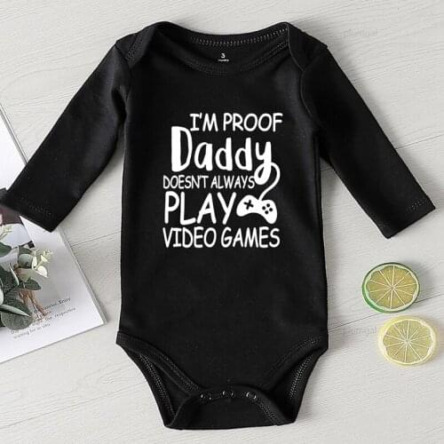 Daddy Doesn't Always Play Games Printed New Born Baby Boys Clothes Summer Infant Romper One Piece Jumpsuit Newborns Rompers