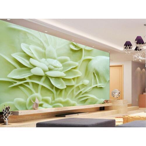 Custom photo wallpaper wallpaper flower 3d Jade lotus relief Mural 3d wallpaper 3d wall papers for TV backdrop