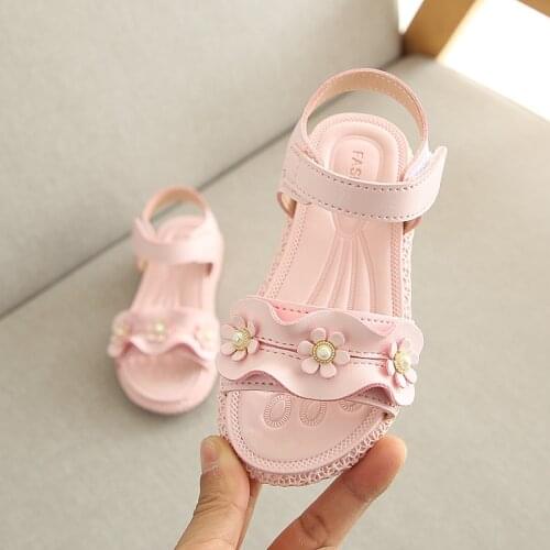 2021 Girls Sandals Gladiator Flowers Sweet Soft Childrens Beach Shoes Kids Summer Floral Sandals Princess Fashion Cute 21-30