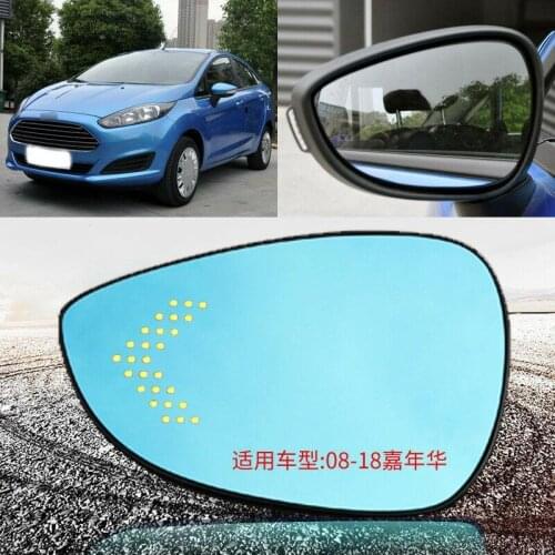 Blue mirror For Ford Fiesta Car Rearview Mirror Glare Proof Blue Glasses Led Lamp Heated turn single lamp