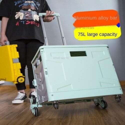 Collapsable folding cart Portable shopping cart foldable supermarket trolley portable pull rod car home trailer artifact