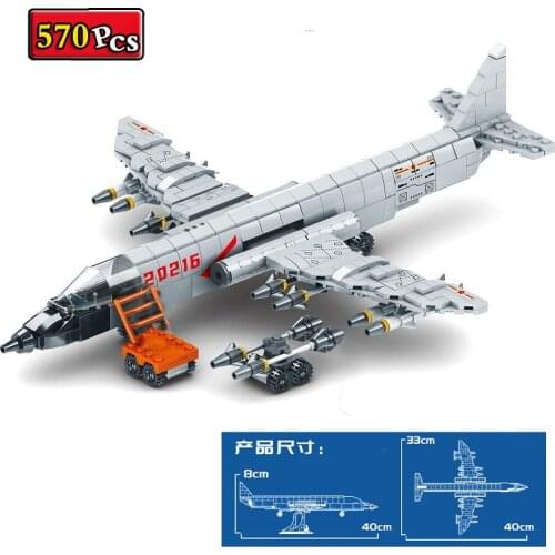 Military Series World War II H-6 Strategic Bomber Pilot Figures Building Blocks Bricks Toys Christmas Gifts