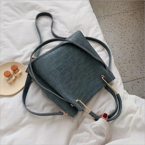 Stone Pattern PU Leather Bucket Bags For Women 2021 Small Shoulder Messenger Bag Lady Fashion Handbags Luxury Totes