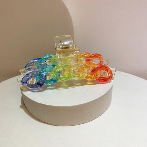Tie Dye Rainbow Chain Plastic Hair Claw Hair Pin Girls Women Hair Clip Hair Accessories