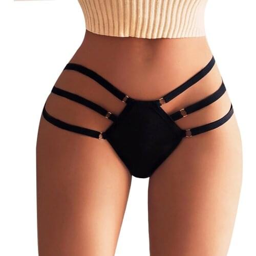 Solid Metal Ring Woman Panties Sexy Girl High Waist G-string Brief Femme Pantie Thong Breathable Comfortable Cozy Ladies Knicker