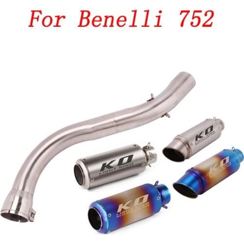 Escape Motorcycle Exhaust Mid Link Pipe Delete Cat And 51mm Muffler Stainless Steel Exhaust System For Benelli 752