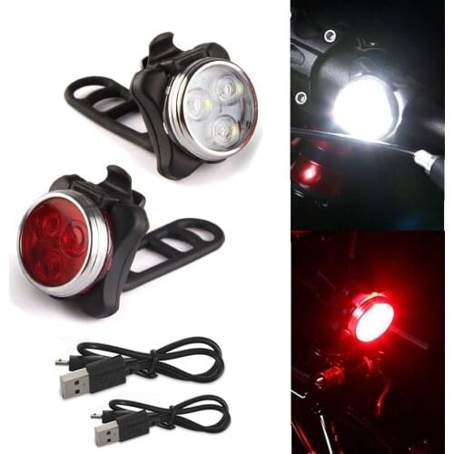 Bicycle LED Rear Tail Light Night MTB Waterproof Safety Warning Taillight Chargeable 4 Mode Bicycle Front Light Bike Accessories