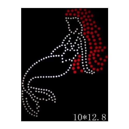 Wonderful rhinestones motif transfer free shipping color nice beautiful fish girl woman rhinestone transfer image