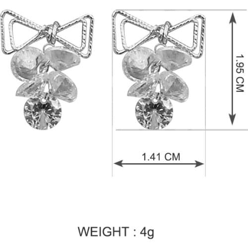 Bowknot zircon stud earrings for women gifts girls new fashion good quality fce081