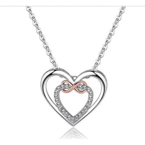 LUKENI Top Quality 925 Sterling Silver Women Choker Necklace Jewelry Charm Heart Clear Crystal Girl Pendant Necklace Accessories